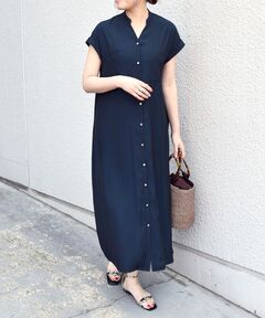 セール】フレンチスリーブシャツワンピース（シャツワンピース