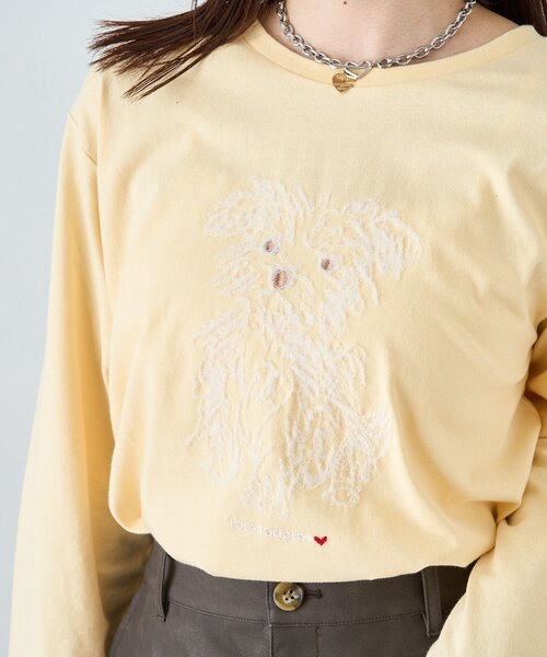 w closet（ダブルクローゼット）の「DOGロンT（Tシャツ/カットソー・レディース・イエロー/チャコールグレー/アイボリー・FREE）」の3枚目の写真