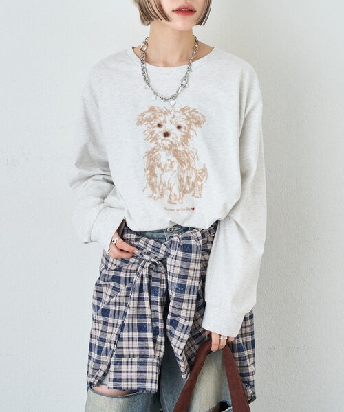 w closet（ダブルクローゼット）の「DOGロンT（Tシャツ/カットソー・レディース・イエロー/チャコールグレー/アイボリー・FREE）」の11枚目の写真