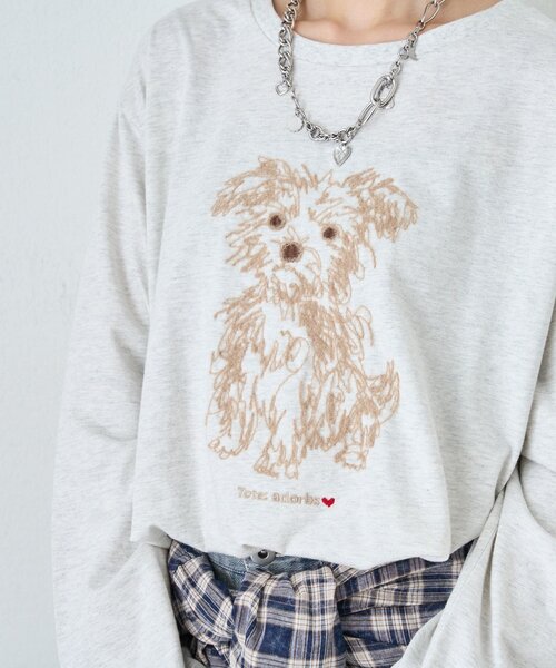 w closet（ダブルクローゼット）の「DOGロンT（Tシャツ/カットソー・レディース・イエロー/チャコールグレー/アイボリー・FREE）」の9枚目の写真