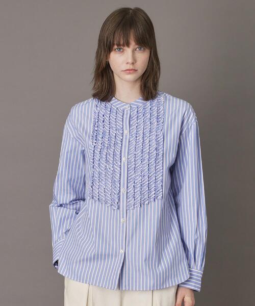 DRESSTERIOR(ドレステリア)の「フロントフリルブラウス(シャツ/ブラウス・レディース・オフホワイト/ブルー系2・36/34/38)」の9枚目の写真