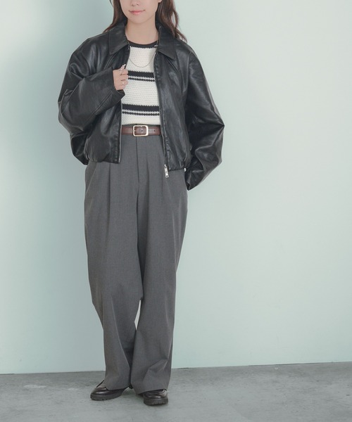 H.TOKYO(エイチトウキョウ)の「【上品さの中に抜け感をプラス】短丈ドロップショルダーブルゾン(ブルゾン・レディース・アッシュブラウン/ブラック・FREE)」の18枚目の写真