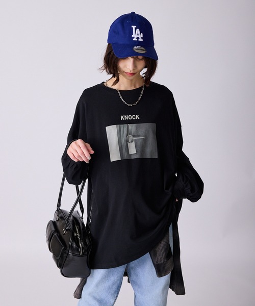 セール】Photo Print Wide Silhouette Long Sleeve T-Shirt / フォト