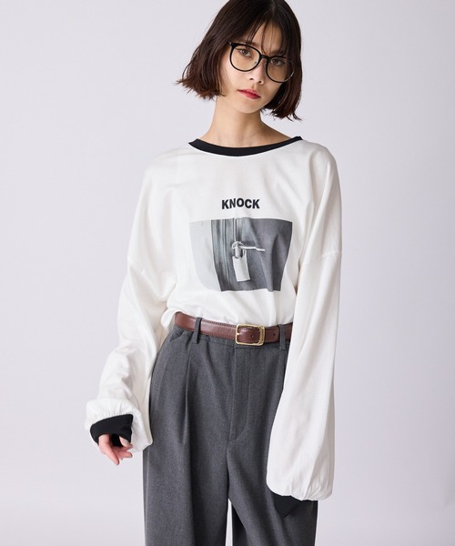 セール】Photo Print Wide Silhouette Long Sleeve T-Shirt / フォト