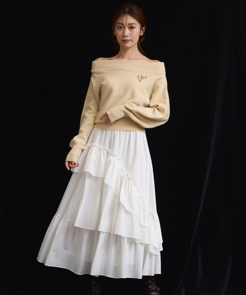 NOELA（ノエラ）の「ティアードフリルスカート（スカート・レディース・ブラック/オフホワイト/グレー・S/M）」の2枚目の写真