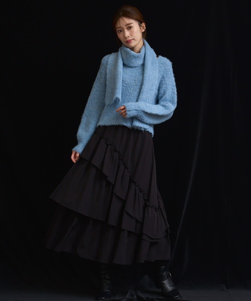 NOELA（ノエラ）の「ティアードフリルスカート（スカート・レディース・ブラック/オフホワイト/グレー・S/M）」の16枚目の写真