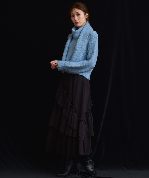 NOELA（ノエラ）の「ティアードフリルスカート（スカート・レディース・ブラック/オフホワイト/グレー・S/M）」の14枚目の写真