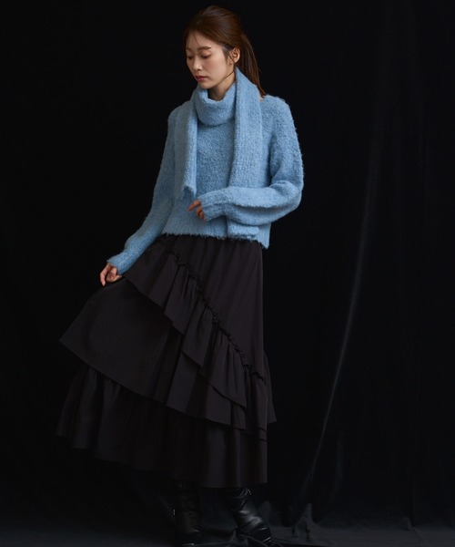 NOELA（ノエラ）の「ティアードフリルスカート（スカート・レディース・ブラック/オフホワイト/グレー・S/M）」の13枚目の写真