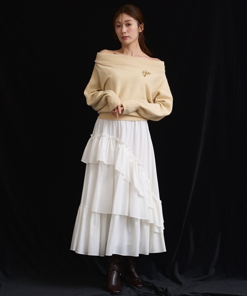 NOELA（ノエラ）の「ティアードフリルスカート（スカート・レディース・ブラック/オフホワイト/グレー・S/M）」の17枚目の写真