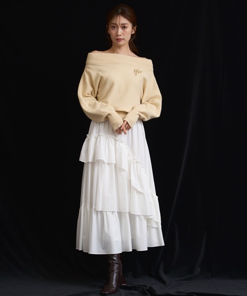 NOELA（ノエラ）の「ティアードフリルスカート（スカート・レディース・ブラック/オフホワイト/グレー・S/M）」の19枚目の写真