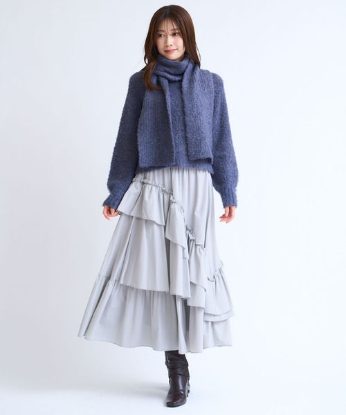 NOELA（ノエラ）の「ティアードフリルスカート（スカート・レディース・ブラック/オフホワイト/グレー・S/M）」の8枚目の写真