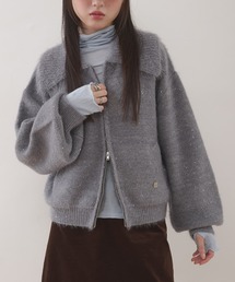 sequin zip-up knit cardigan / スパンコールジップニットカーディガン