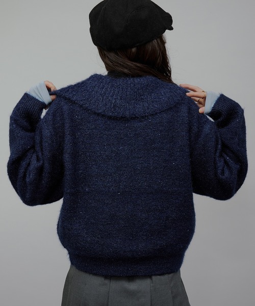 MUHET（ミュエータ）の「sequin zip-up knit cardigan / スパンコールジップニットカーディガン（カーディガン/ボレロ・レディース・チャコールグレー/ネイビー/ベージュ/ブラウン/カーキ・FREE）」の22枚目の写真