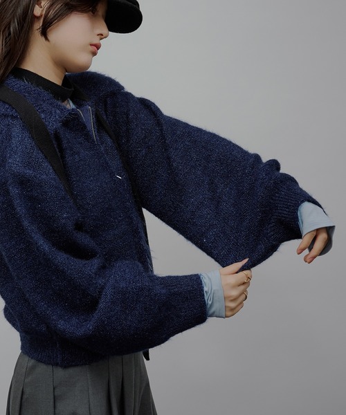MUHET（ミュエータ）の「sequin zip-up knit cardigan / スパンコールジップニットカーディガン（カーディガン/ボレロ・レディース・チャコールグレー/ネイビー/ベージュ/ブラウン/カーキ・FREE）」の19枚目の写真
