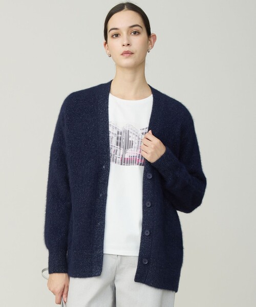 ICB(アイシービー)の「ルレックスフォックスアルパカ Vネックカーディガン(カーディガン/ボレロ・レディース・グレー系/ネイビー系・X-SMALL/SMALL)」の1枚目の写真