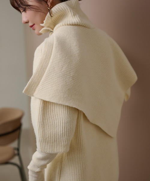 LAULEN（ローレン）の「cape half sleeve knit skirt 4 set /ハイネックケープ付ニットスカート4点セット（セットアップ・レディース・アイボリー/チャコールグレー/ベージュ・FREE）」の11枚目の写真