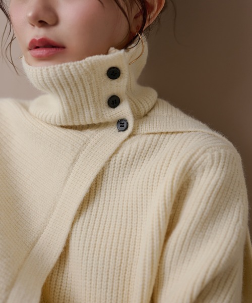 LAULEN（ローレン）の「cape half sleeve knit skirt 4 set /ハイネックケープ付ニットスカート4点セット（セットアップ・レディース・アイボリー/チャコールグレー/ベージュ・FREE）」の16枚目の写真
