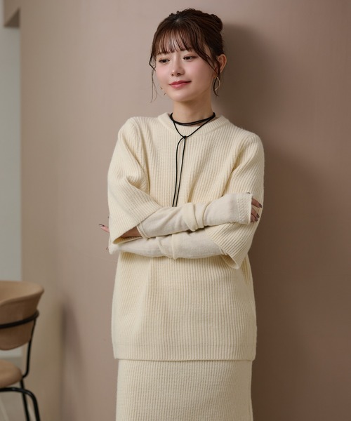 LAULEN（ローレン）の「cape half sleeve knit skirt 4 set /ハイネックケープ付ニットスカート4点セット（セットアップ・レディース・アイボリー/チャコールグレー/ベージュ・FREE）」の18枚目の写真