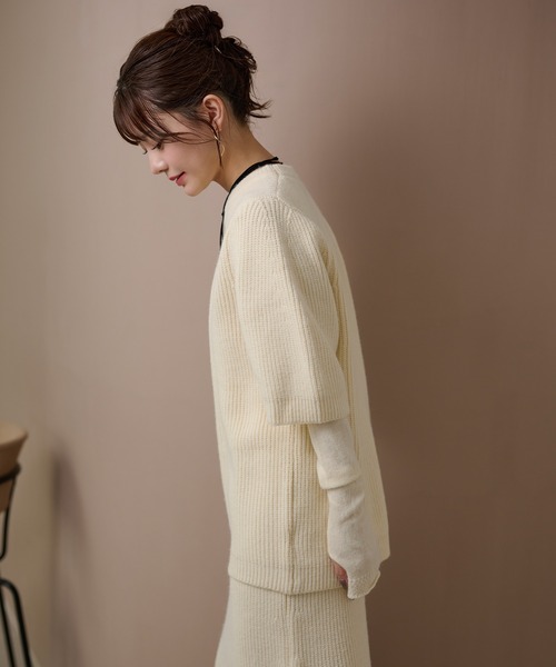 LAULEN（ローレン）の「cape half sleeve knit skirt 4 set /ハイネックケープ付ニットスカート4点セット（セットアップ・レディース・アイボリー/チャコールグレー/ベージュ・FREE）」の19枚目の写真