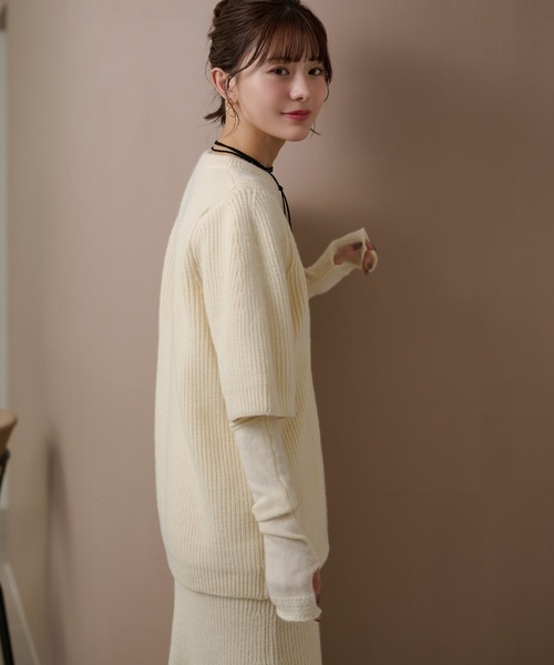 LAULEN（ローレン）の「cape half sleeve knit skirt 4 set /ハイネックケープ付ニットスカート4点セット（セットアップ・レディース・アイボリー/チャコールグレー/ベージュ・FREE）」の21枚目の写真