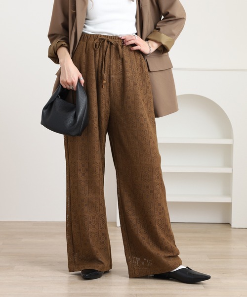 Brownie（ブラウニー）の「スクエアレースイージーパンツ（その他パンツ・レディース・ブラック/アイボリー/ブラウン・FREE）」の3枚目の写真