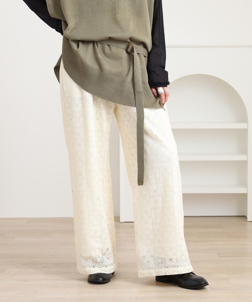 Brownie（ブラウニー）の「スクエアレースイージーパンツ（その他パンツ・レディース・ブラック/アイボリー/ブラウン・FREE）」の8枚目の写真