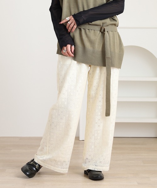 Brownie（ブラウニー）の「スクエアレースイージーパンツ（その他パンツ・レディース・ブラック/アイボリー/ブラウン・FREE）」の9枚目の写真