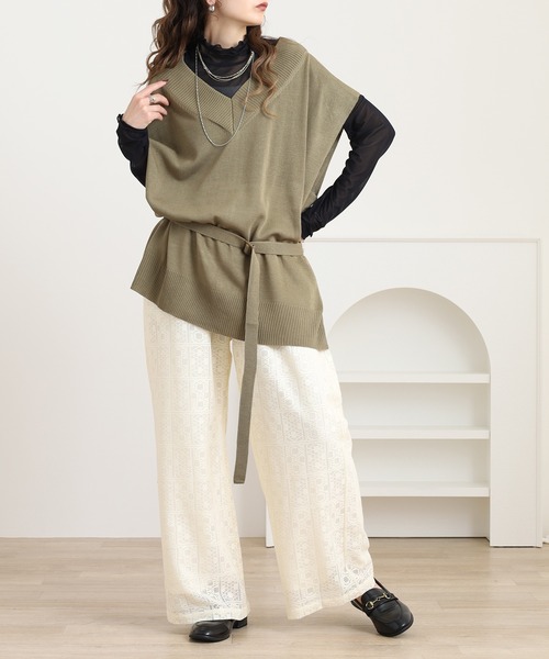 Brownie（ブラウニー）の「スクエアレースイージーパンツ（その他パンツ・レディース・ブラック/アイボリー/ブラウン・FREE）」の11枚目の写真