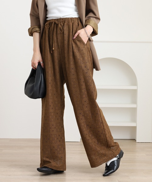 Brownie（ブラウニー）の「スクエアレースイージーパンツ（その他パンツ・レディース・ブラック/アイボリー/ブラウン・FREE）」の12枚目の写真