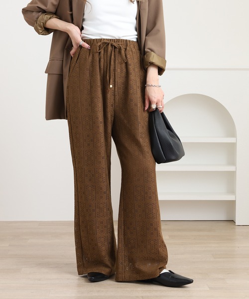 Brownie（ブラウニー）の「スクエアレースイージーパンツ（その他パンツ・レディース・ブラック/アイボリー/ブラウン・FREE）」の14枚目の写真