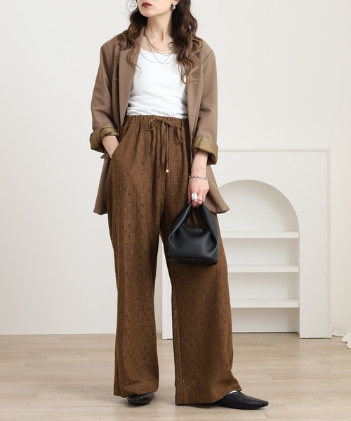 Brownie（ブラウニー）の「スクエアレースイージーパンツ（その他パンツ・レディース・ブラック/アイボリー/ブラウン・FREE）」の15枚目の写真