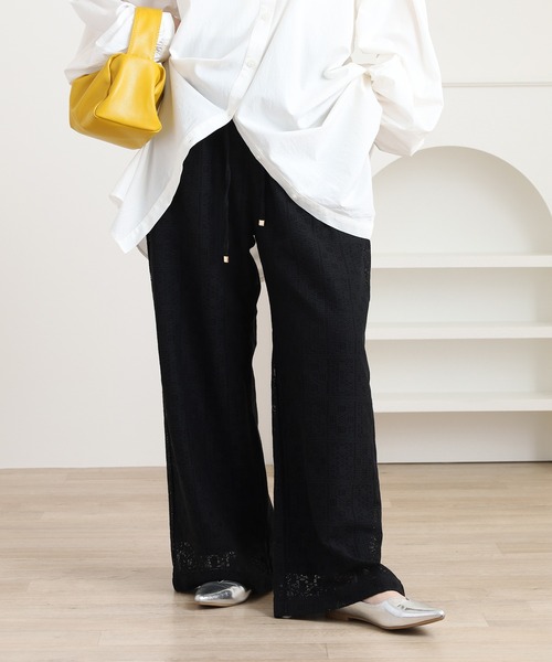 Brownie（ブラウニー）の「スクエアレースイージーパンツ（その他パンツ・レディース・ブラック/アイボリー/ブラウン・FREE）」の17枚目の写真