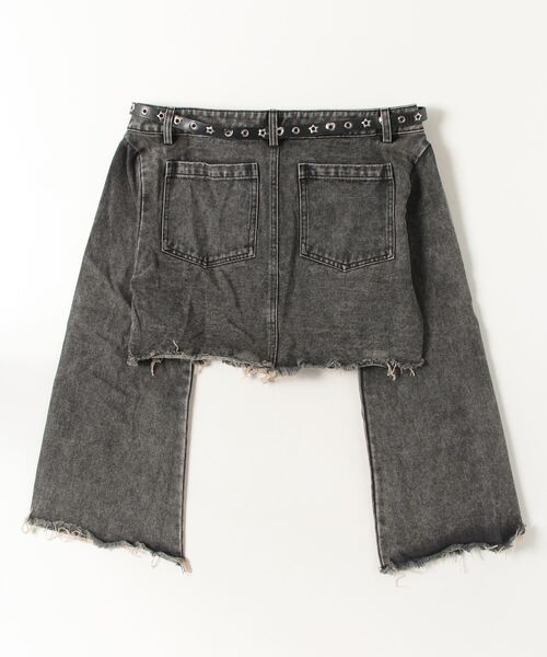 .KOM(ドットコム)の「A'GEM/9 × .kom 『.KOM/ドットケーオーエム』 Grunge Denim Cut-Off Off-Shoulder Top/グランジ系 デニムカットオフ オフショルダートップス(その他トップス・レディース・ブラック/ブルー・S)」の9枚目の写真
