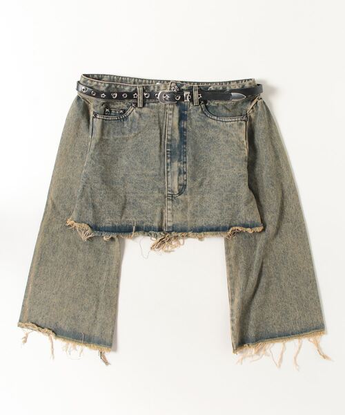.KOM(ドットコム)の「A'GEM/9 × .kom 『.KOM/ドットケーオーエム』 Grunge Denim Cut-Off Off-Shoulder Top/グランジ系 デニムカットオフ オフショルダートップス(その他トップス・レディース・ブラック/ブルー・S)」の10枚目の写真