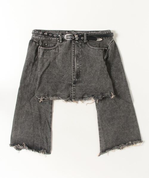 .KOM(ドットコム)の「A'GEM/9 × .kom 『.KOM/ドットケーオーエム』 Grunge Denim Cut-Off Off-Shoulder Top/グランジ系 デニムカットオフ オフショルダートップス(その他トップス・レディース・ブラック/ブルー・S)」の8枚目の写真