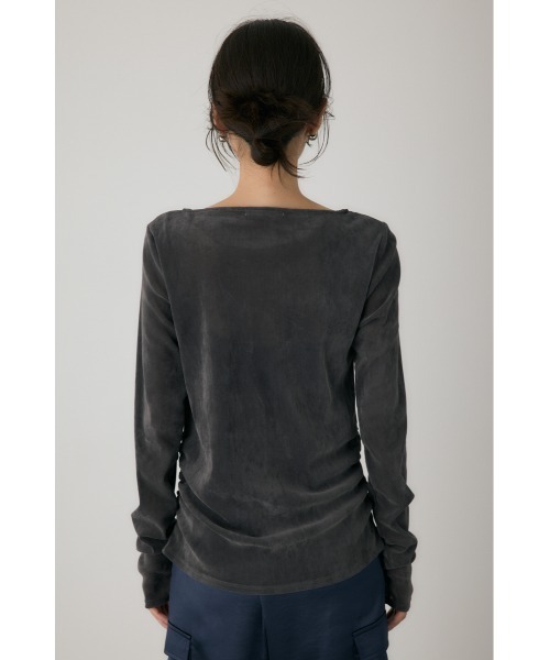 crie conforto(クリーコンフォルト)の「シアーベロアライクトップス 冬服 / 長袖 / ロンT(Tシャツ/カットソー・レディース・グレー/ブラック/アイボリー/ライトブルー・FREE)」の5枚目の写真