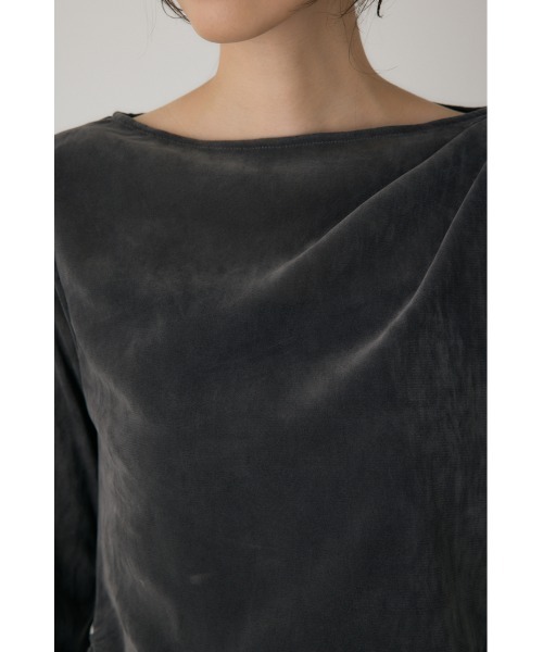 crie conforto(クリーコンフォルト)の「シアーベロアライクトップス 冬服 / 長袖 / ロンT(Tシャツ/カットソー・レディース・グレー/ブラック/アイボリー/ライトブルー・FREE)」の7枚目の写真