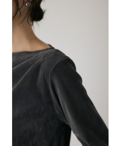 crie conforto(クリーコンフォルト)の「シアーベロアライクトップス 冬服 / 長袖 / ロンT(Tシャツ/カットソー・レディース・グレー/ブラック/アイボリー/ライトブルー・FREE)」の8枚目の写真