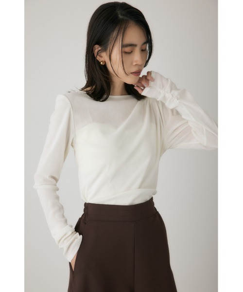 crie conforto(クリーコンフォルト)の「シアーベロアライクトップス 冬服 / 長袖 / ロンT(Tシャツ/カットソー・レディース・グレー/ブラック/アイボリー/ライトブルー・FREE)」の14枚目の写真