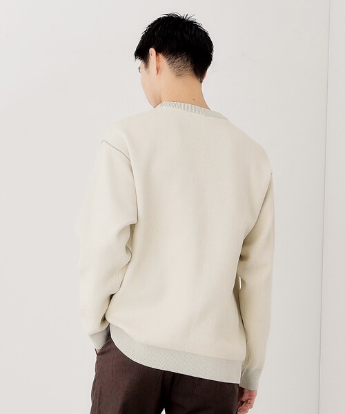 THE SHOP TK （ザ ショップ ティーケー ）の「【包み込まれるような柔らかさ】配色モールニット 洗濯機OK（ニット/セーター・メンズ・オフホワイト/レンガ/ダークブラウン/ブラック・04/03/02）」の5枚目の写真