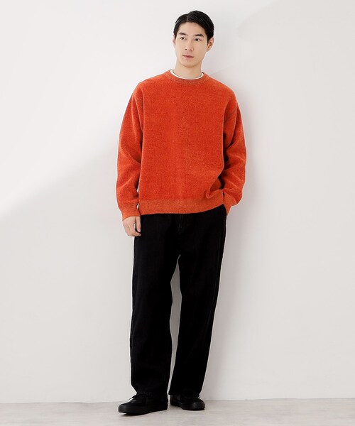 THE SHOP TK （ザ ショップ ティーケー ）の「【包み込まれるような柔らかさ】配色モールニット 洗濯機OK（ニット/セーター・メンズ・オフホワイト/レンガ/ダークブラウン/ブラック・04/03/02）」の12枚目の写真