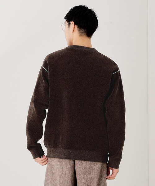 THE SHOP TK （ザ ショップ ティーケー ）の「【包み込まれるような柔らかさ】配色モールニット 洗濯機OK（ニット/セーター・メンズ・オフホワイト/レンガ/ダークブラウン/ブラック・04/03/02）」の14枚目の写真