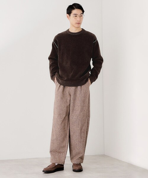 THE SHOP TK （ザ ショップ ティーケー ）の「【包み込まれるような柔らかさ】配色モールニット 洗濯機OK（ニット/セーター・メンズ・オフホワイト/レンガ/ダークブラウン/ブラック・04/03/02）」の15枚目の写真