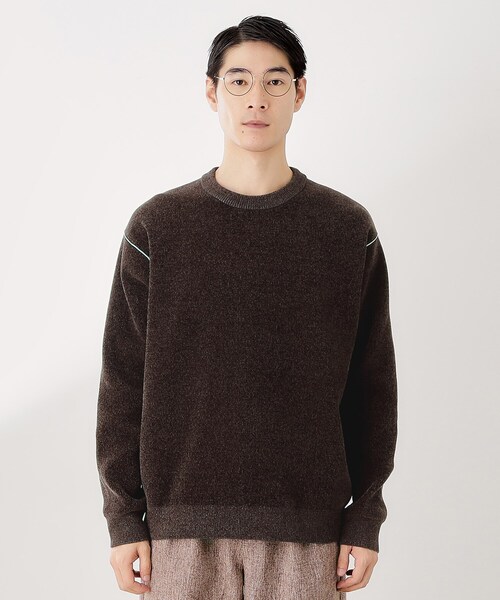 THE SHOP TK （ザ ショップ ティーケー ）の「【包み込まれるような柔らかさ】配色モールニット 洗濯機OK（ニット/セーター・メンズ・オフホワイト/レンガ/ダークブラウン/ブラック・04/03/02）」の17枚目の写真