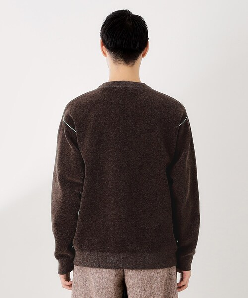 THE SHOP TK （ザ ショップ ティーケー ）の「【包み込まれるような柔らかさ】配色モールニット 洗濯機OK（ニット/セーター・メンズ・オフホワイト/レンガ/ダークブラウン/ブラック・04/03/02）」の19枚目の写真