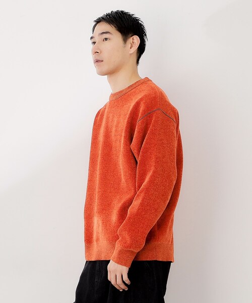 THE SHOP TK （ザ ショップ ティーケー ）の「【包み込まれるような柔らかさ】配色モールニット 洗濯機OK（ニット/セーター・メンズ・オフホワイト/レンガ/ダークブラウン/ブラック・04/03/02）」の4枚目の写真