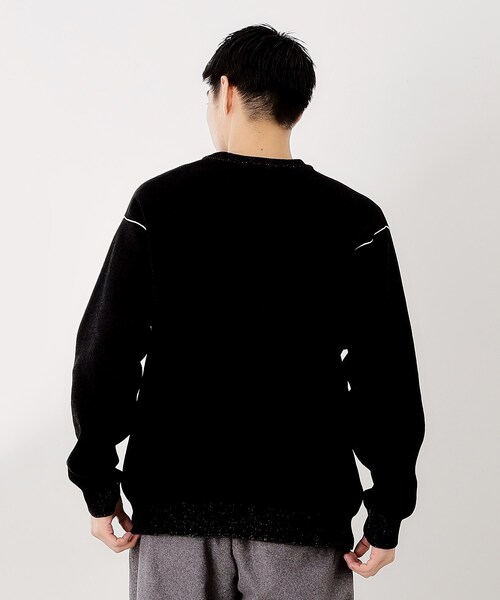 THE SHOP TK （ザ ショップ ティーケー ）の「【包み込まれるような柔らかさ】配色モールニット 洗濯機OK（ニット/セーター・メンズ・オフホワイト/レンガ/ダークブラウン/ブラック・04/03/02）」の3枚目の写真