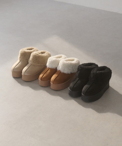 Ambre Neige(アンブルネージュ)の「fake mouton boots / フェイクムートンブーツ(ブーツ・レディース・アイボリー/ブラック/キャメル・MEDIUM/LARGE)」の18枚目の写真