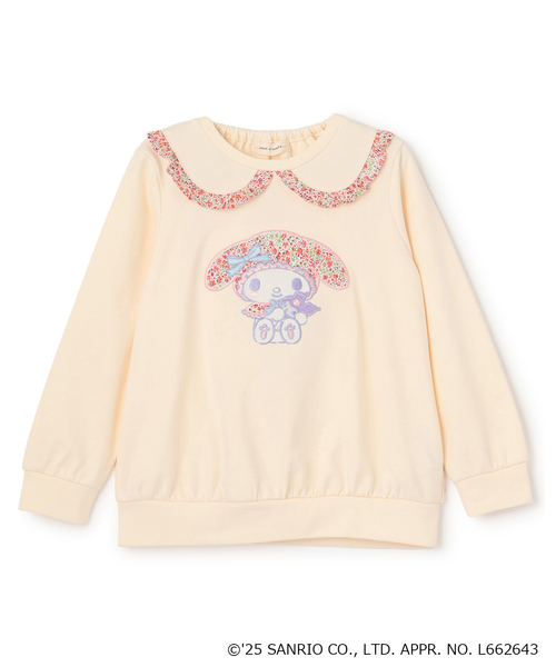sense of wonder(センスオブワンダー)の「【マイメロディ】リバティファブリックアップリケトレーナー(スウェット・キッズ・ホワイト系/ピンク・90cm/80cm/130cm/120cm/110cm/100cm)」の1枚目の写真