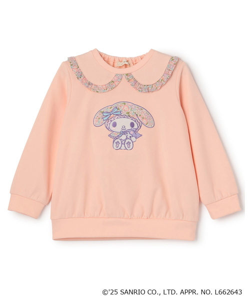 sense of wonder(センスオブワンダー)の「【マイメロディ】リバティファブリックアップリケトレーナー(スウェット・キッズ・ホワイト系/ピンク・90cm/80cm/130cm/120cm/110cm/100cm)」の2枚目の写真